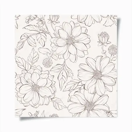 Póster estampado floral delicado en blanco y negro – Pixers®