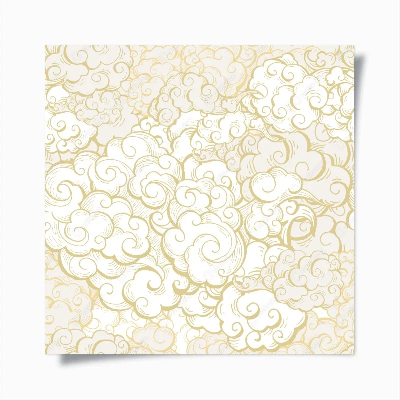 Póster patrón de nubes doradas estilo ornamental