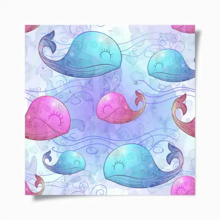 Póster ballenas acuareladas en tonos pastel para decoración infantil – Pixers®