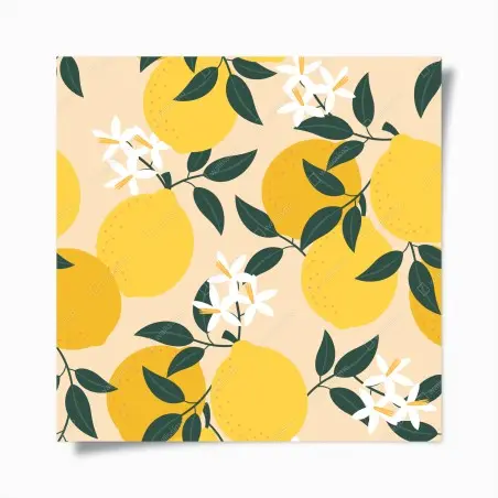 Póster diseño de limones y flores sobre fondo suave – Pixers®