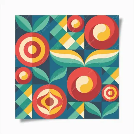 Póster patrón floral geométrico en tonos cálidos – Pixers®