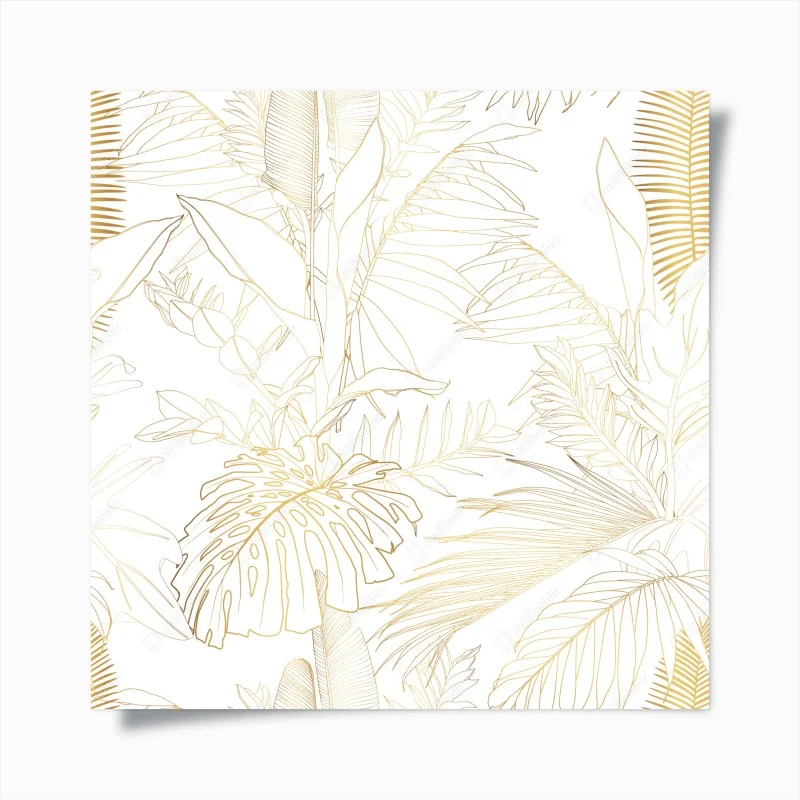 Póster diseño botánico dorado sobre blanco
