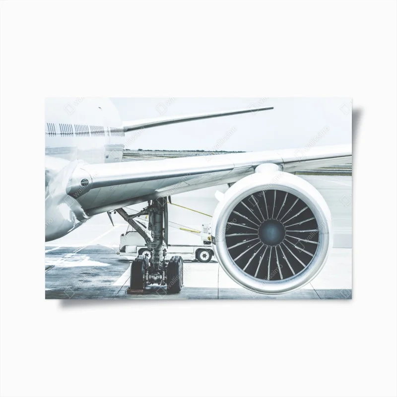 Póster motor de avión en la terminal: esencia de viaje
