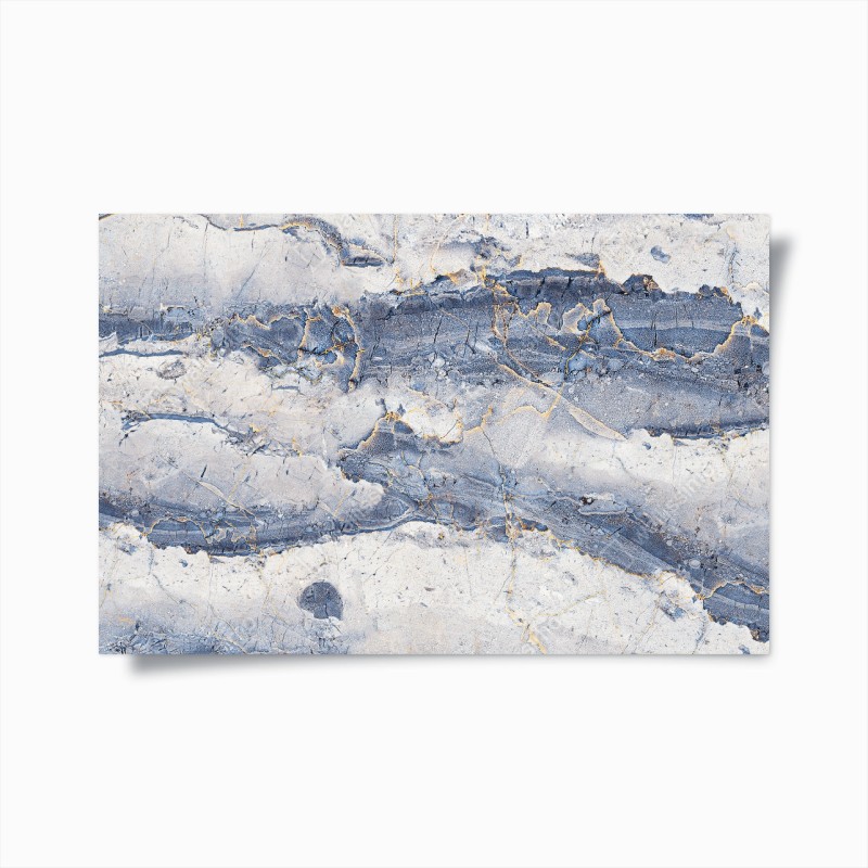 Póster mármol azul con vetas doradas