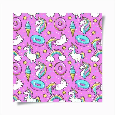 Póster patrón mágico de unicornios y dulces – Pixers®