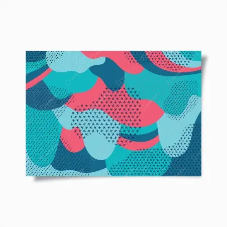 Póster arte decorativo abstracto de formas orgánicas en tonos turquesa y rosa – Pixers®