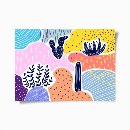 Póster paisaje abstracto botánico colorido – Pixers®