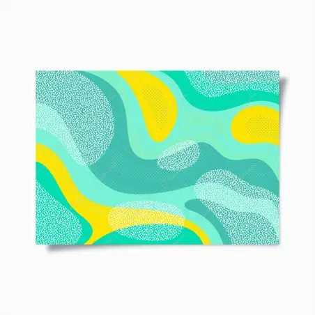 Póster diseño abstracto en tonos turquesa y amarillo – Pixers®