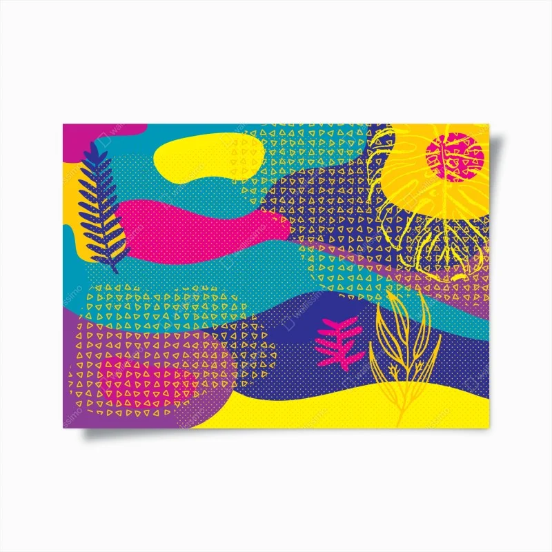 Póster explosión de colores y formas abstractas