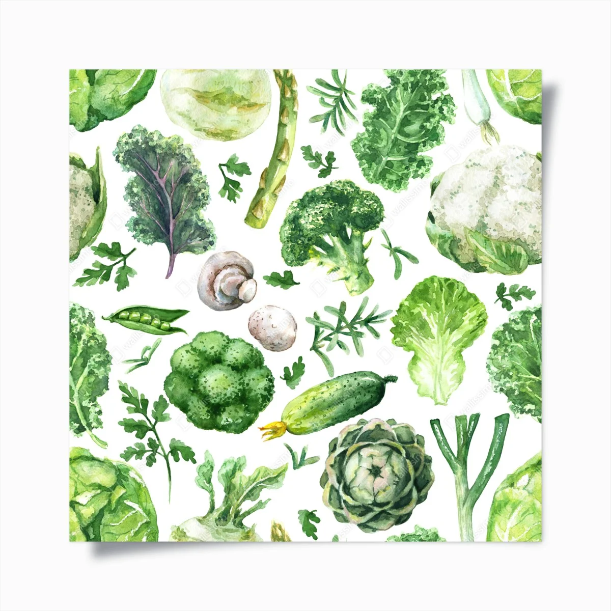 Póster patrón acuarelado de verduras verdes – Pixers® Póster patrón acuarelado de verduras verdes – Pixers®