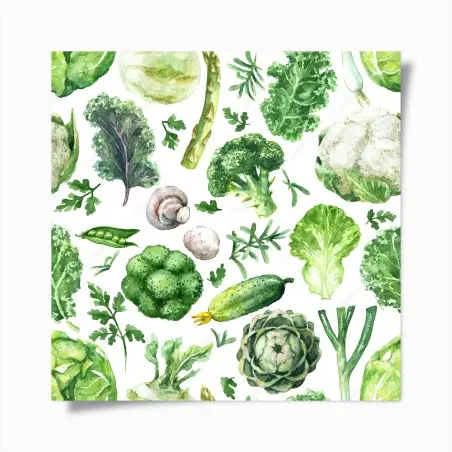Póster patrón acuarelado de verduras verdes – Pixers®