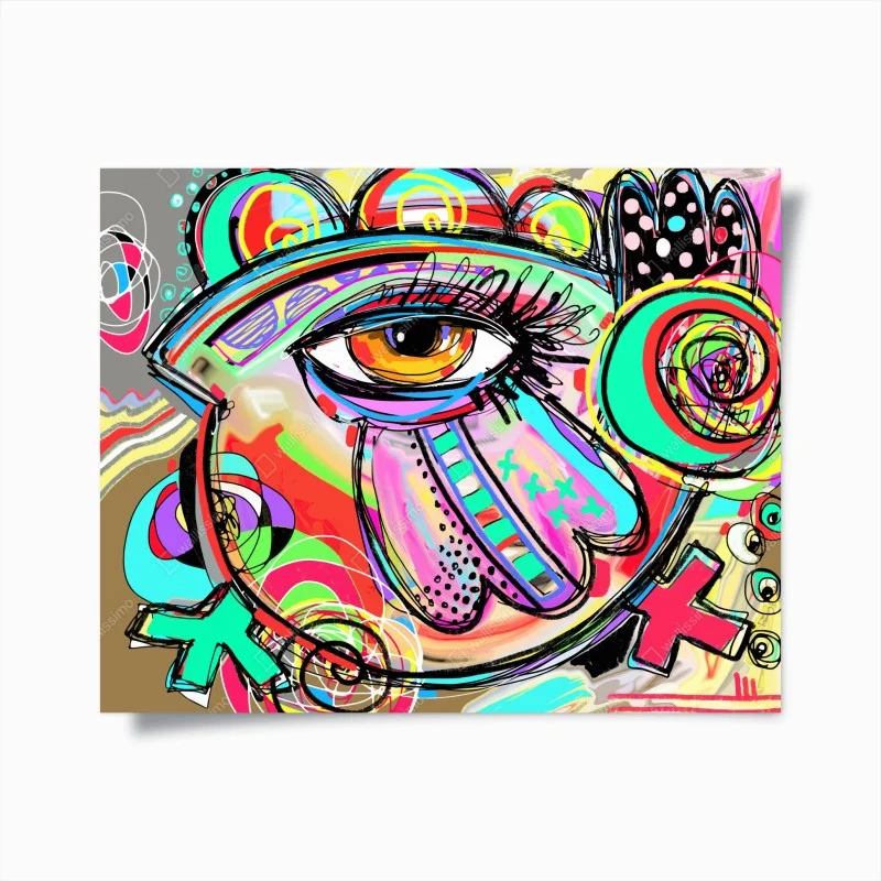 Póster retrato pop abstracto vibrante