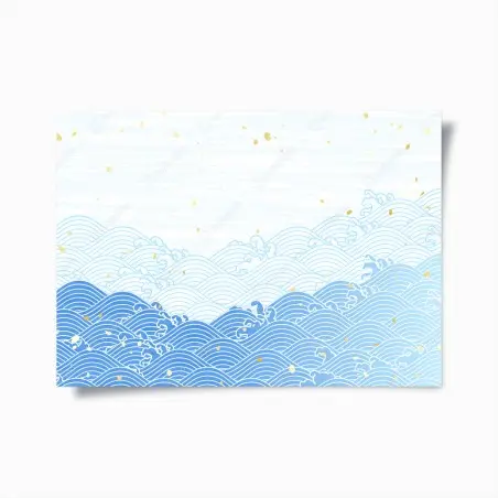 Póster ondas marinas en azul con salpicaduras doradas – Pixers®
