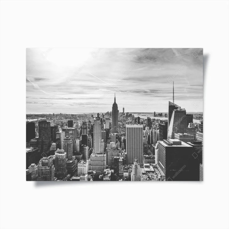 Póster panorama urbano de Nueva York en blanco y negro