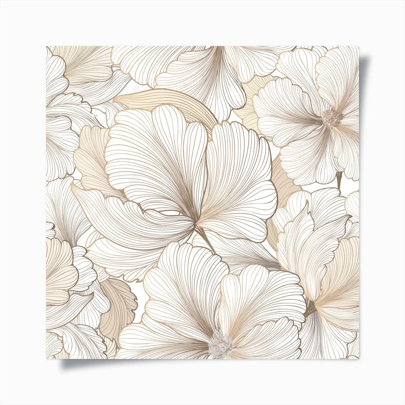 Póster flores de líneas finas en tonos beige