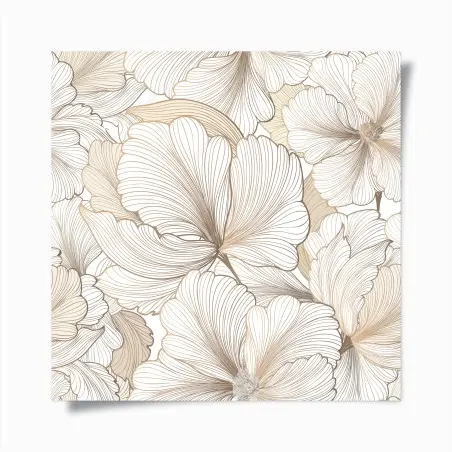Póster flores de líneas finas en tonos beige – Pixers®
