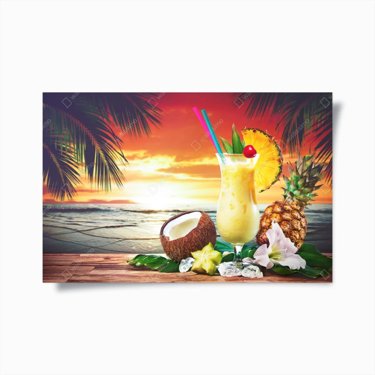 Póster atardecer tropical con cóctel de piña y coco – Pixers® Póster atardecer tropical con cóctel de piña y coco – Pixers®