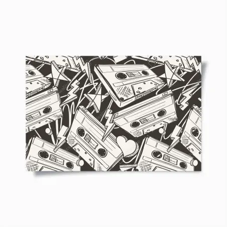 Póster patrón retro de casetes y corazones – Pixers®