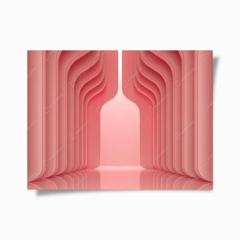 Póster espacio coral minimalista y futurista con arcos