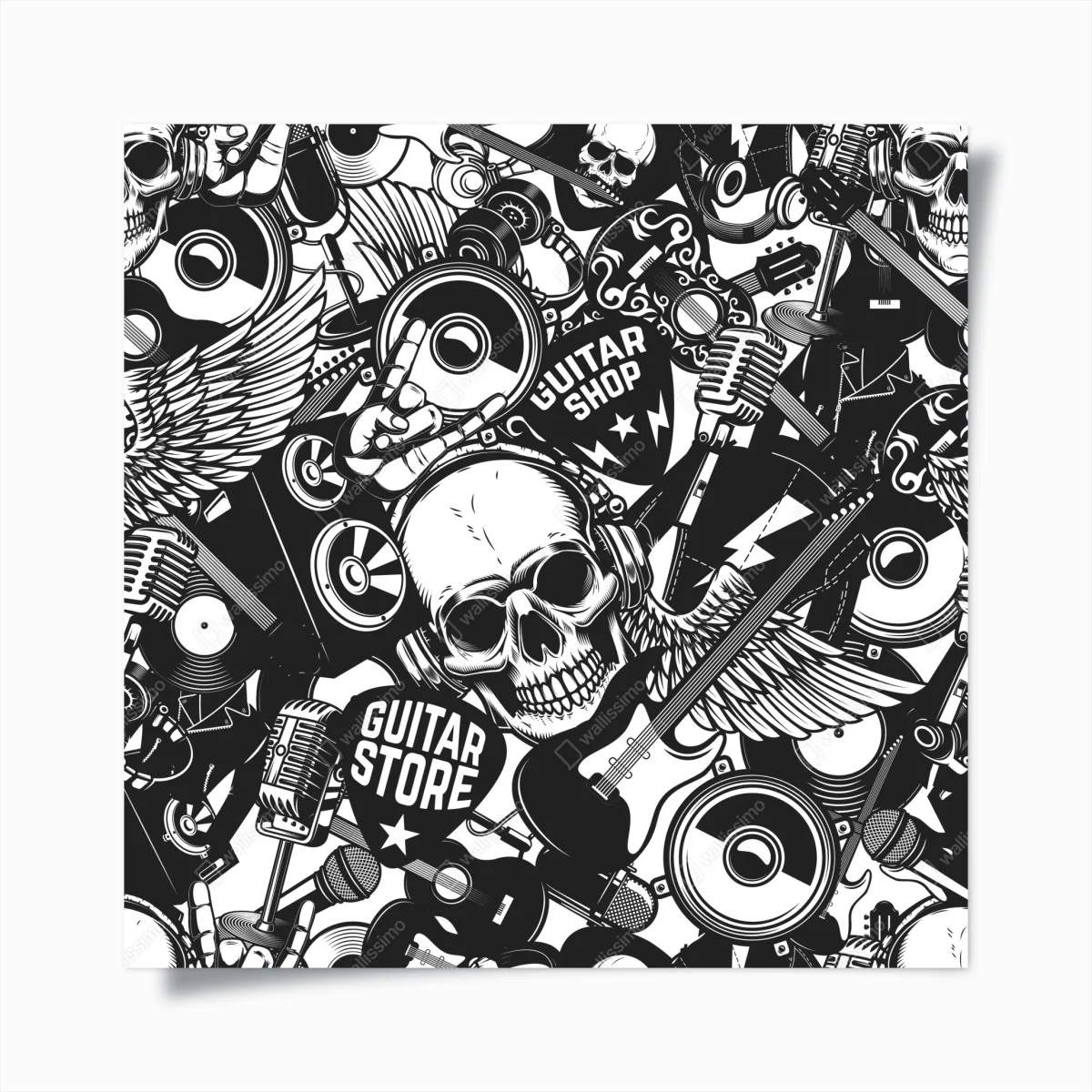 Póster calavera rock y guitarras en diseño monocromo – Pixers® Póster calavera rock y guitarras en diseño monocromo – Pixers®