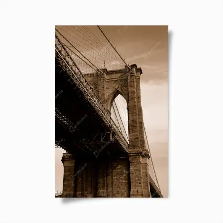 Póster vistas arquitectónicas del puente de Brooklyn en sepia – Pixers®