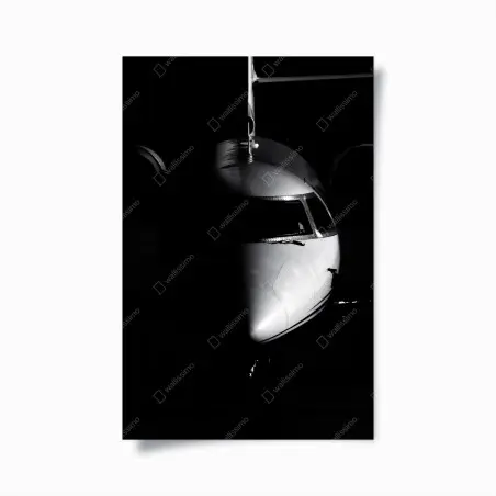Póster perfil frontal minimalista de avión en blanco y negro – Pixers®