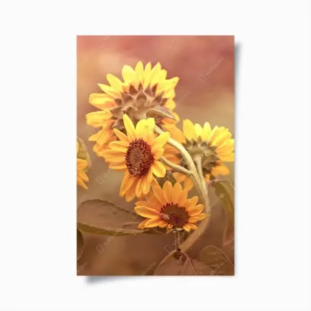 Póster girasoles vintage en tonos cálidos – Pixers®