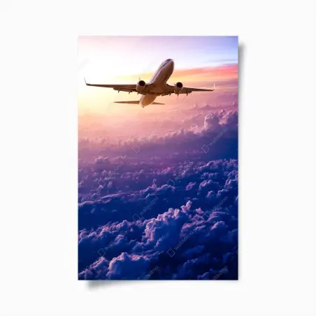 Póster avión sobre nubes al amanecer – Pixers®