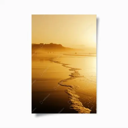 Póster puesta de sol dorada en Sopelana, País Vasco – Pixers®
