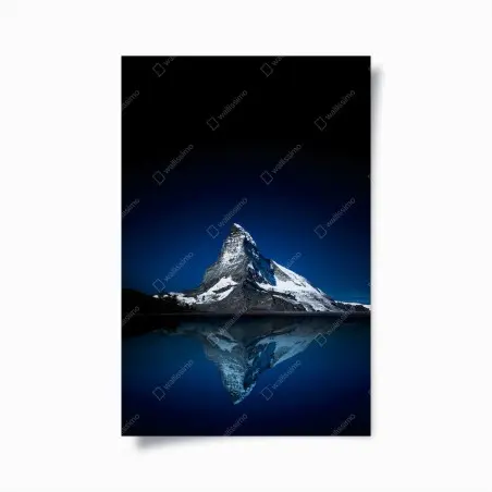 Póster reflejo nocturno del Matterhorn sobre el lago – Pixers®