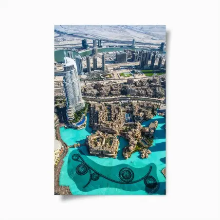 Póster panorámica aérea de Dubai y su lago urbano – Pixers®