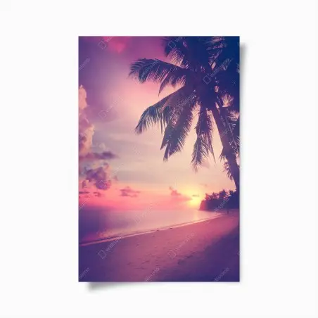 Póster atardecer tropical en tonos retro – Pixers®