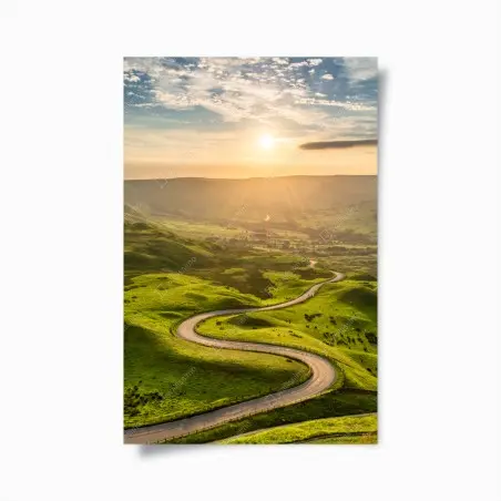 Póster carretera serpenteante al atardecer – Pixers®