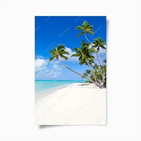 Póster escena tropical de playa y palmeras – Pixers®