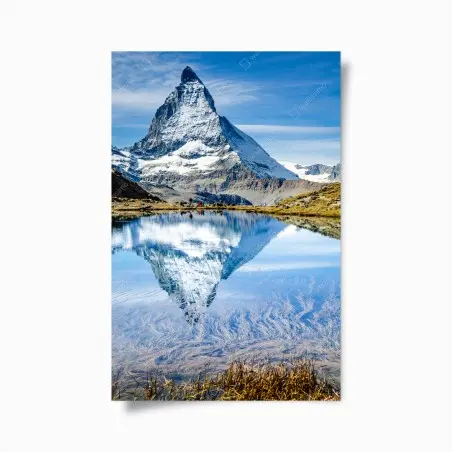 Póster reflejo majestuoso del Matterhorn en lago alpino – Pixers®