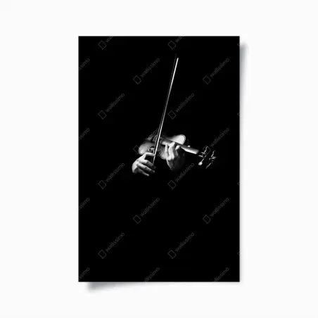 Póster manos tocando violín en blanco y negro – Pixers®