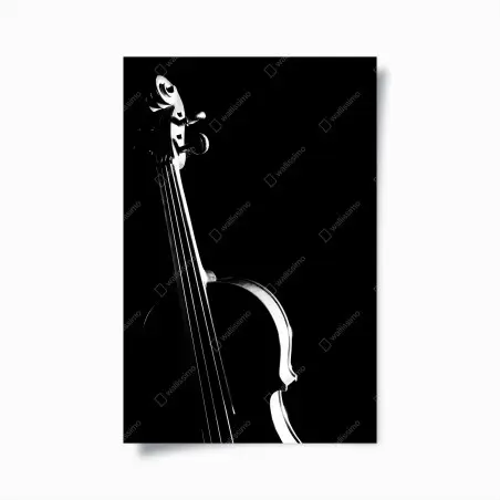Póster silueta de violín en blanco y negro – Pixers®