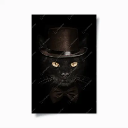 Póster gato elegante con sombrero de copa y pajarita – Pixers®