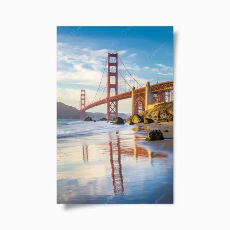 Póster vistas del puente Golden Gate al atardecer en San Francisco – Pixers®