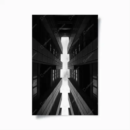 Póster simetría arquitectónica en blanco y negro – Pixers®