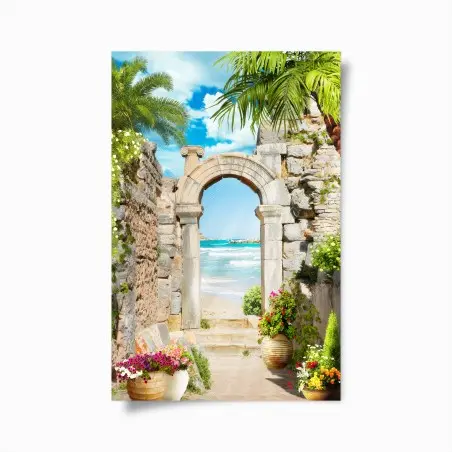 Póster portal costero entre ruinas – Pixers®