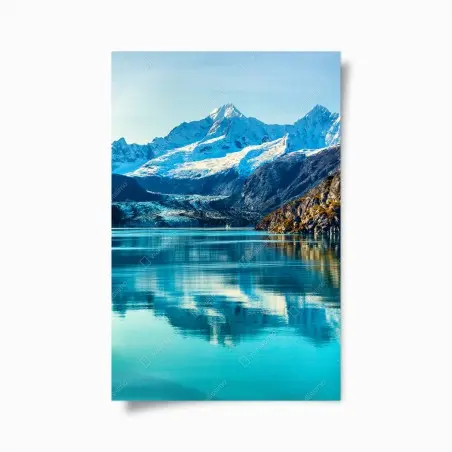 Póster majestad glaciar: paisaje de montaña y lago turquesa – Pixers®