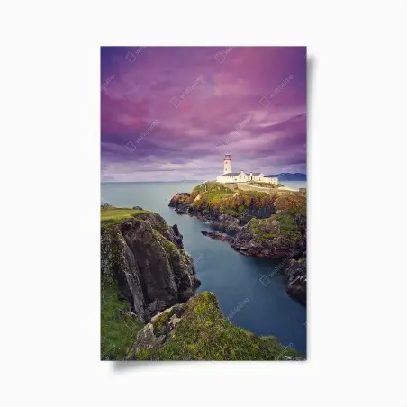 Póster faro solitario al atardecer – Pixers®
