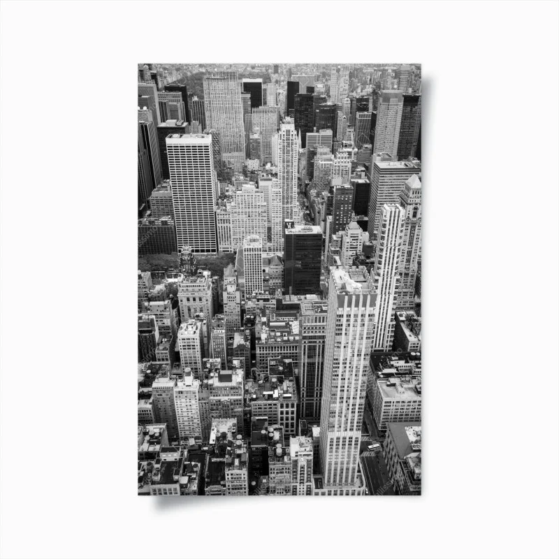 Póster mural panorámico de Nueva York en blanco y negro