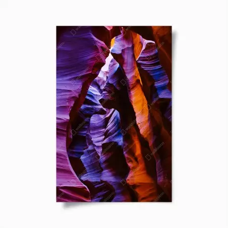 Póster paisaje abstracto del cañón en tonos púrpura y naranja – Pixers®