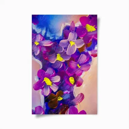 Póster flores violetas en óleo con pinceladas expresivas – Pixers®