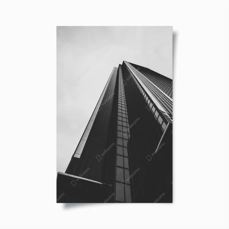 Póster perspectiva urbana: rascacielos en blanco y negro