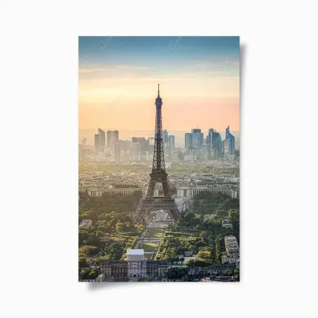 Póster panorámica de la Torre Eiffel al atardecer – Pixers®