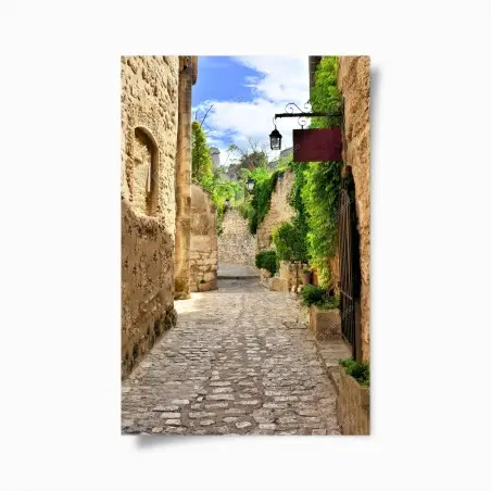 Póster calle empedrada rústica en Les Baux de Provence – Pixers®