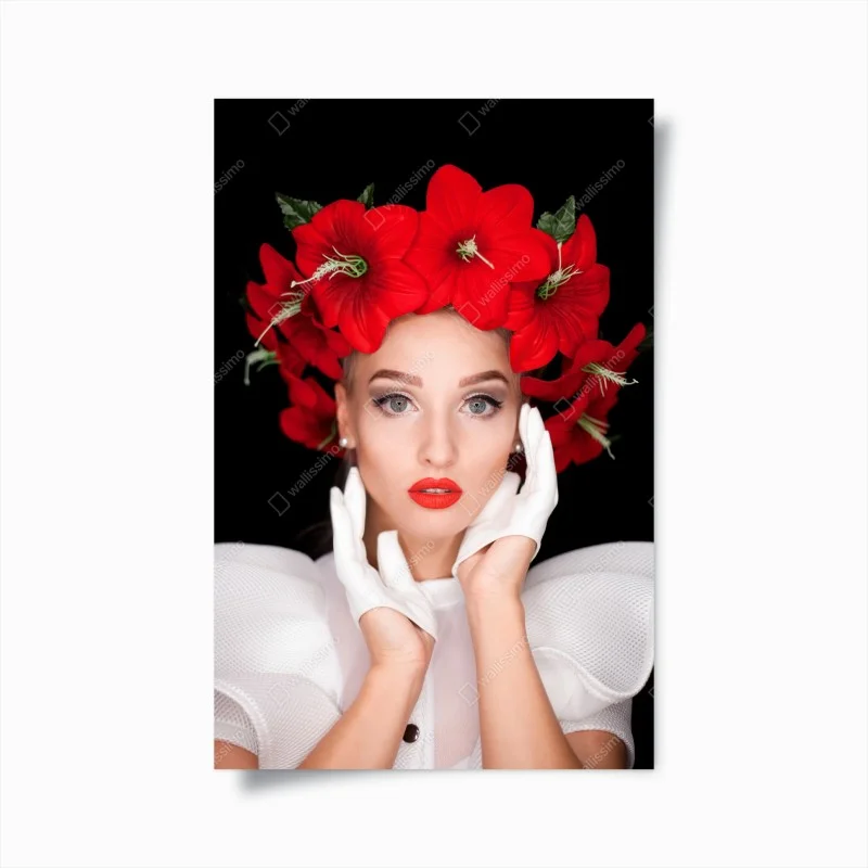Póster retrato floral de elegancia moderna